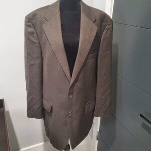 Men's Chaps Dark Brown Wool Plaid Vintage Single Breasted Lined Blazer 43R